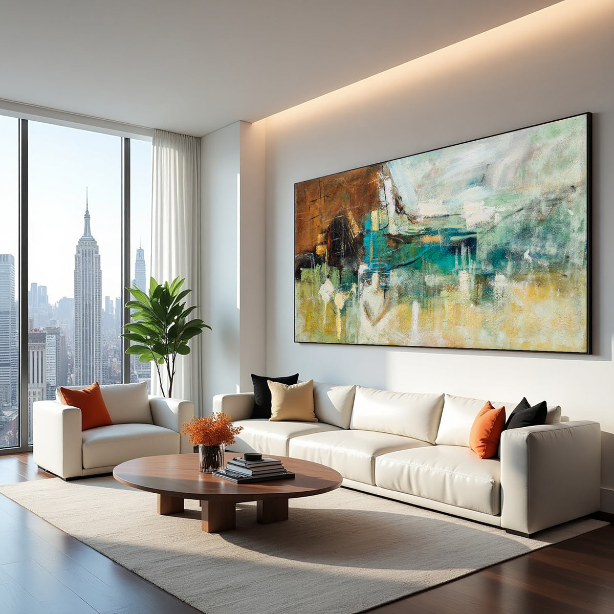Abstract Landscape Painting on Canvas – Original Hand-Painted Modern Wall Art