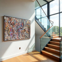 Original hand-painted abstract action painting for sale, vibrant modern canvas wall art