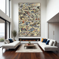 Original abstract action painting on canvas, hand-painted Pollock-inspired wall art to buy online