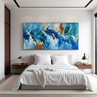 Deep Blue Abstract Painting on Canvas