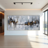 Grey Neutral Abstract Painting on Canvas – Original Hand-Painted Textured Wall Art