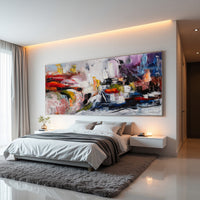Colorful Abstract Painting – Teal Orange Modern Canvas Wall Art, Hand-Painted