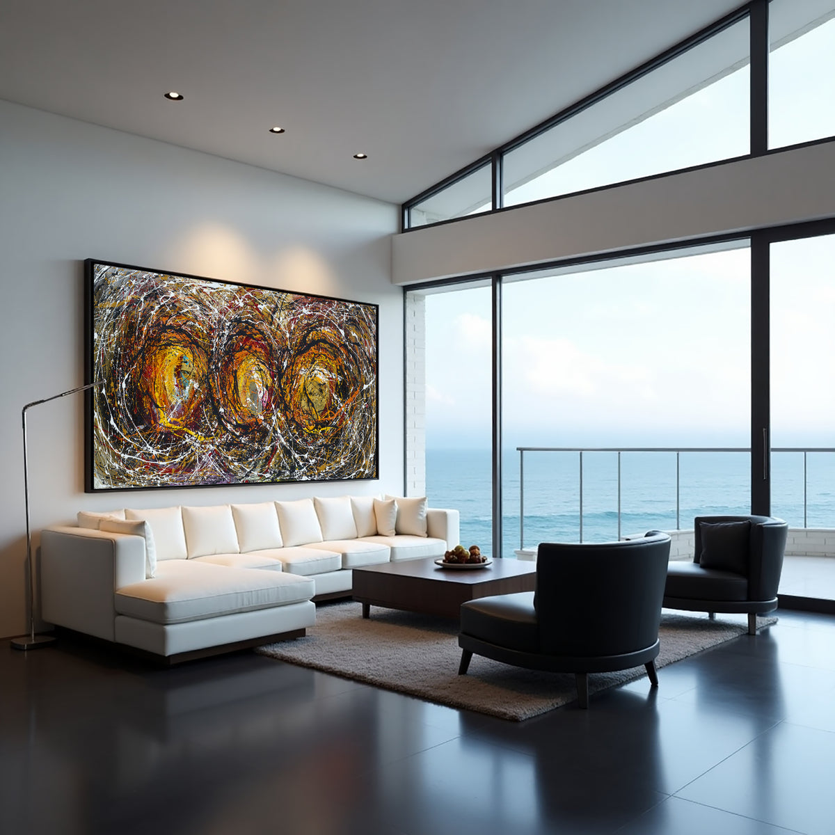 Large Original Abstract Painting modern fine Art Home Decor Jackson Pollock Style on Canvas - Luxurious Strings 16