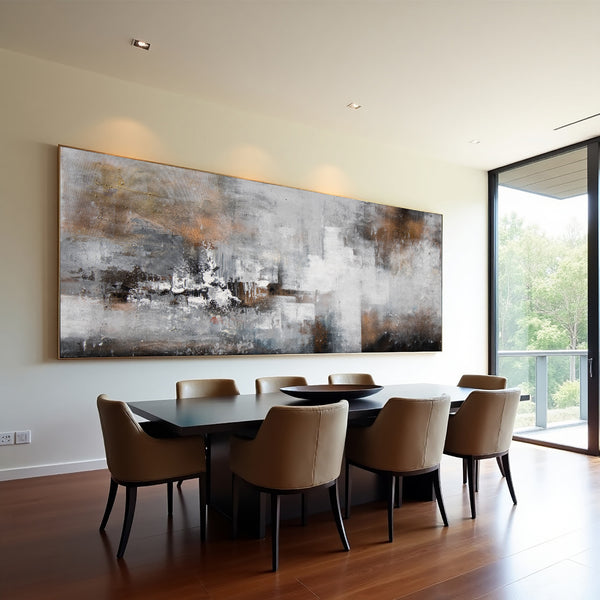 Minimal Brown Abstract Landscape Painting on Canvas – Original Hand-Painted Textured Wall Art