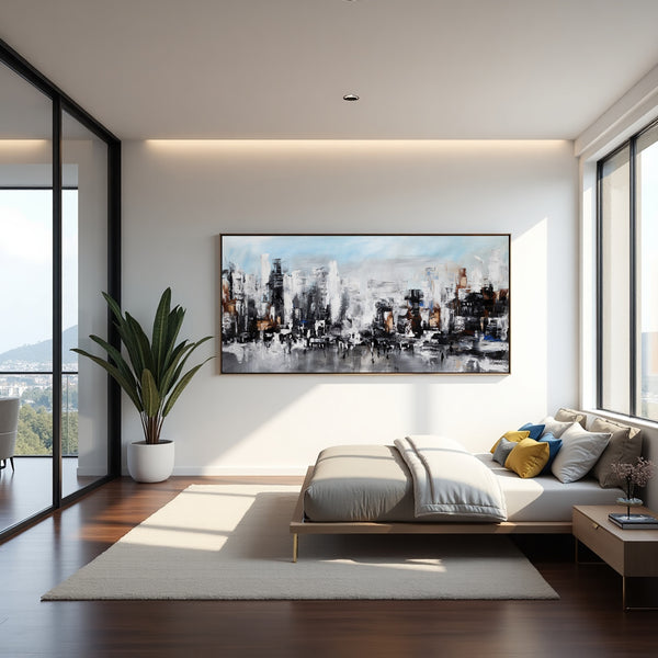 Abstract Cityscape Painting on Canvas