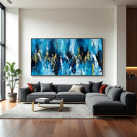 Teal Gold Abstract Painting on Canvas
