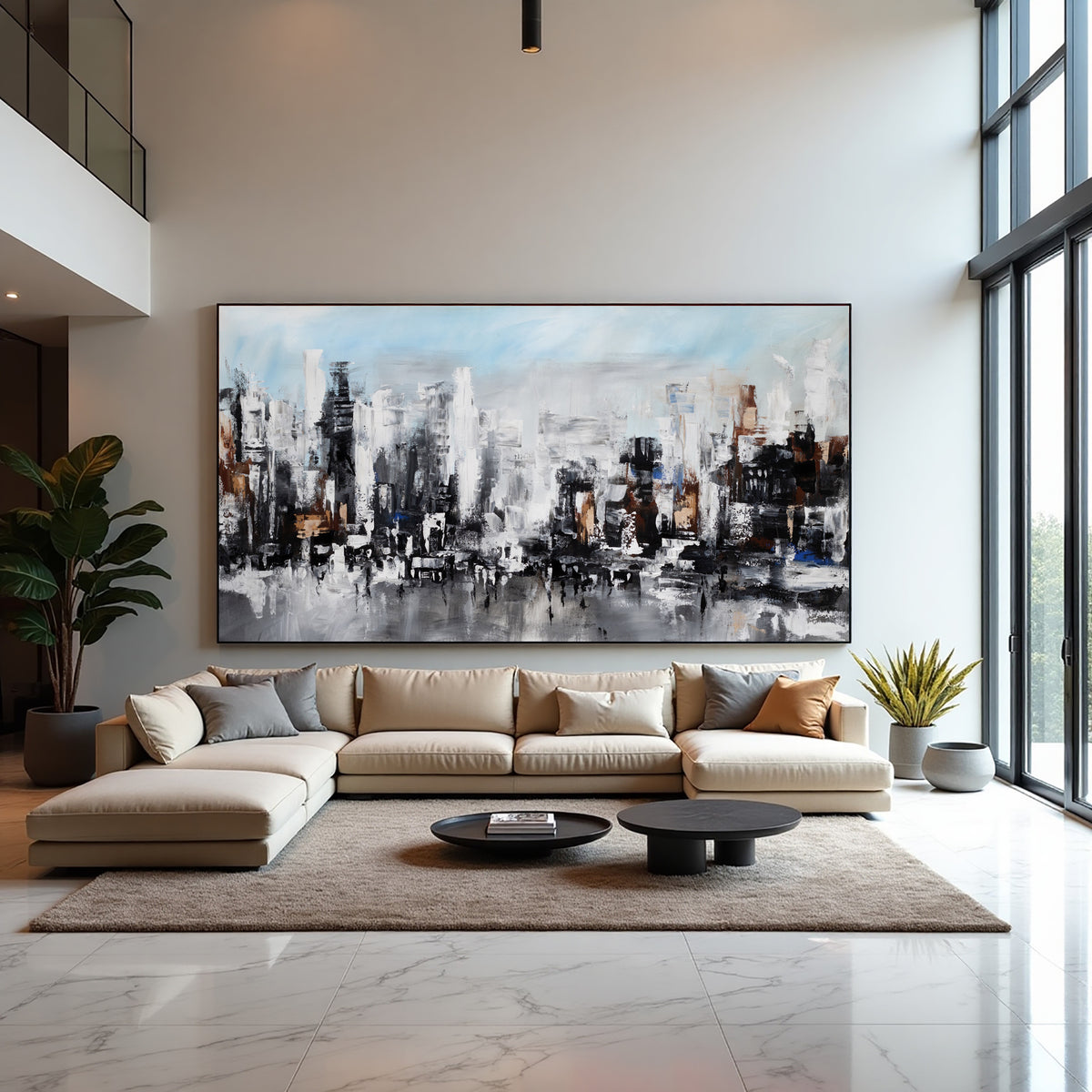 Abstract Cityscape Painting on Canvas
