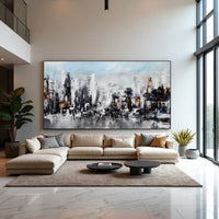 Abstract Cityscape Painting on Canvas