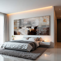 Neutral Abstract Painting with Teal & Earth Tones – Modern Textured Wall Art