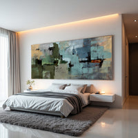 Grey Beige Geometric Abstract Painting – Hand-Painted Neutral Modern Canvas Wall Art