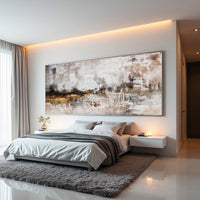Neutral Seascape Abstract Painting on Canvas – Original Hand-Painted Beige Wall Art