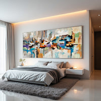 Geometric Blue Grey Abstract Painting | Modern Canvas Art