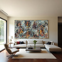 Jackson Pollock–Inspired Abstract Drip Painting on Canvas – Original Hand-Painted Modern Wall Art (Luxurious Strings 04)