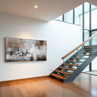 Minimal Brown Abstract Landscape Painting on Canvas – Original Hand-Painted Textured Wall Art