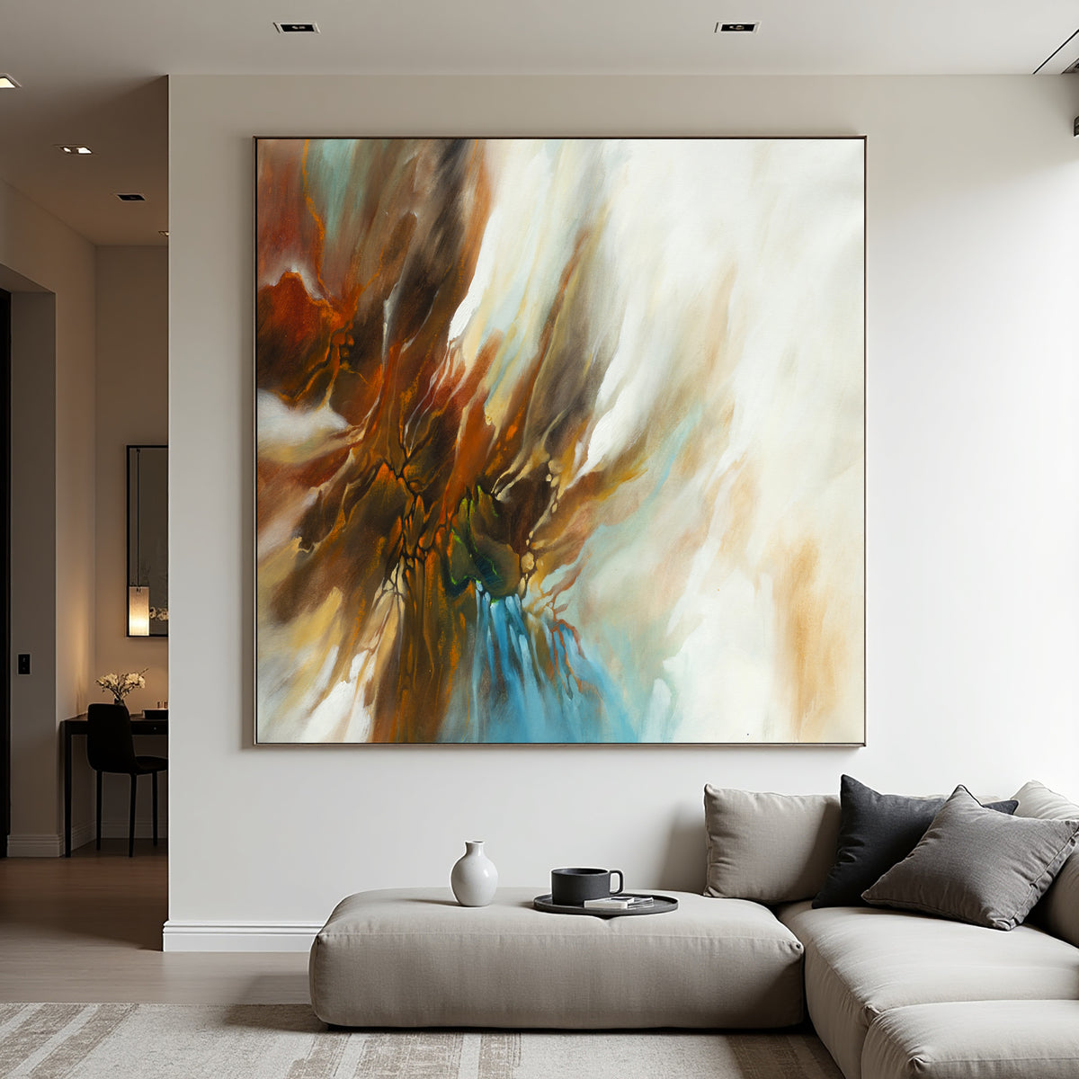 Organic Fluid Abstract Painting on Canvas – Original Hand-Painted Modern Wall Art