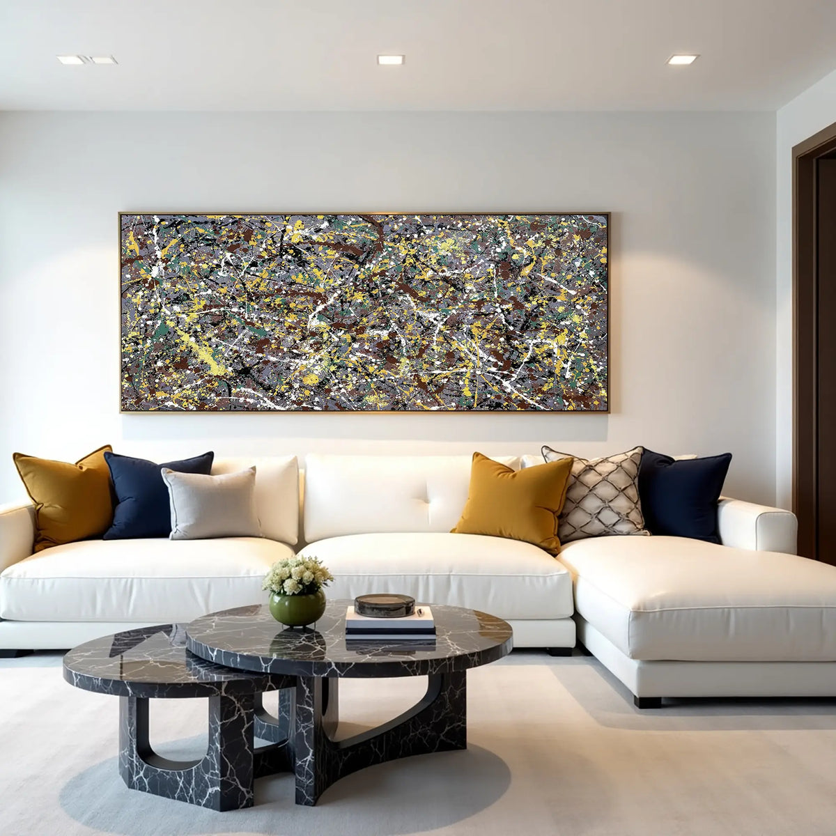 One-of-a-kind abstract drip painting inspired by Jackson Pollock, original contemporary wall art available online