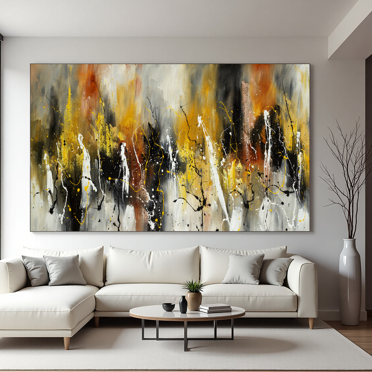 Warm Neutral Abstract Painting on Canvas