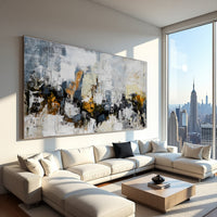 Minimal Teal Abstract Landscape Painting on Canvas – Original Hand-Painted Textured Wall Art