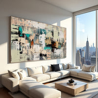 Textured Teal Neutral Abstract Painting