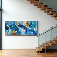 Deep Blue Abstract Painting on Canvas