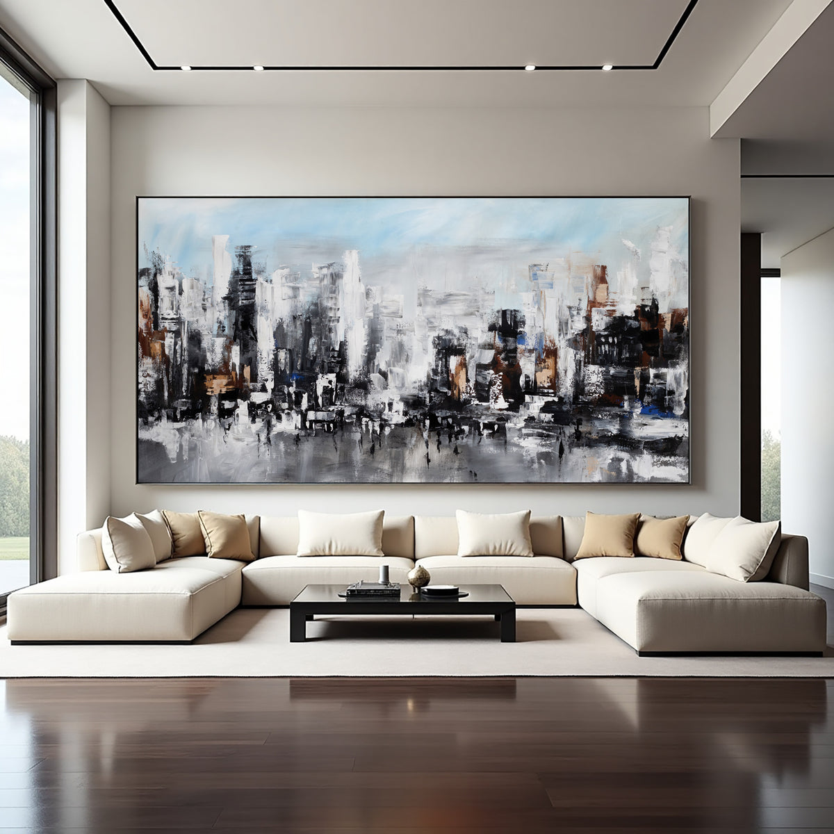 Abstract Cityscape Painting on Canvas