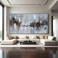 Grey Neutral Abstract Painting on Canvas – Original Hand-Painted Textured Wall Art