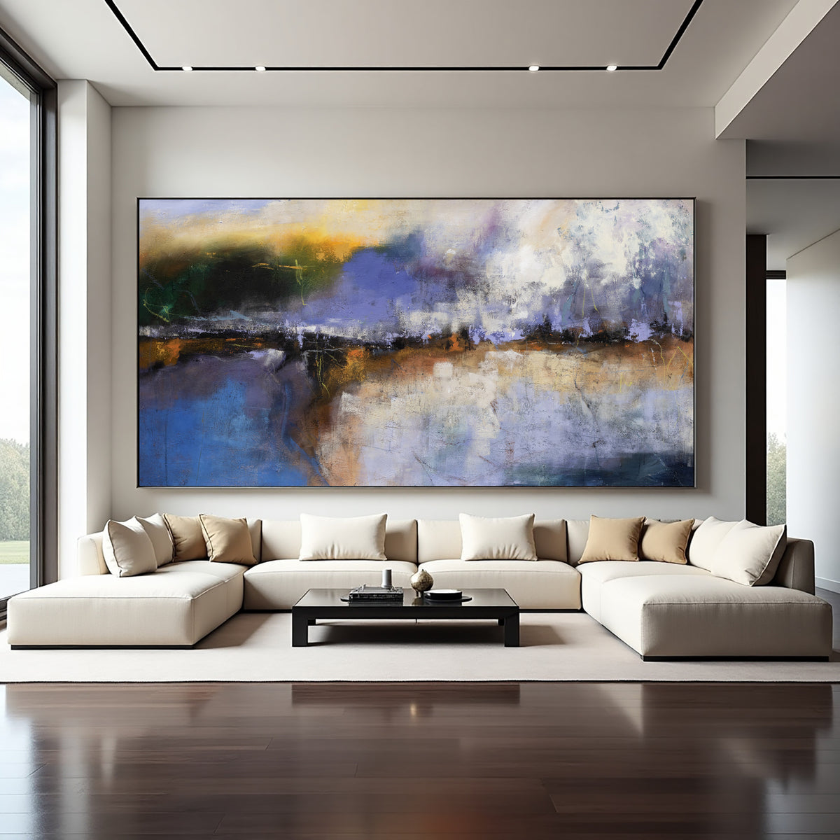 Warm Abstract Landscape Painting on Canvas