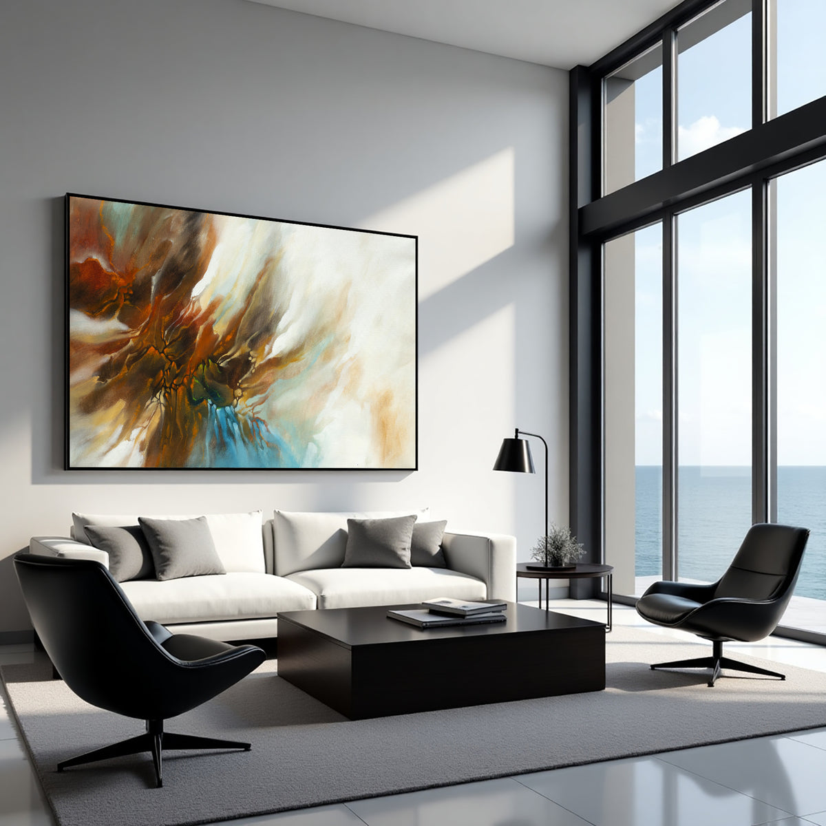 Organic Fluid Abstract Painting on Canvas – Original Hand-Painted Modern Wall Art