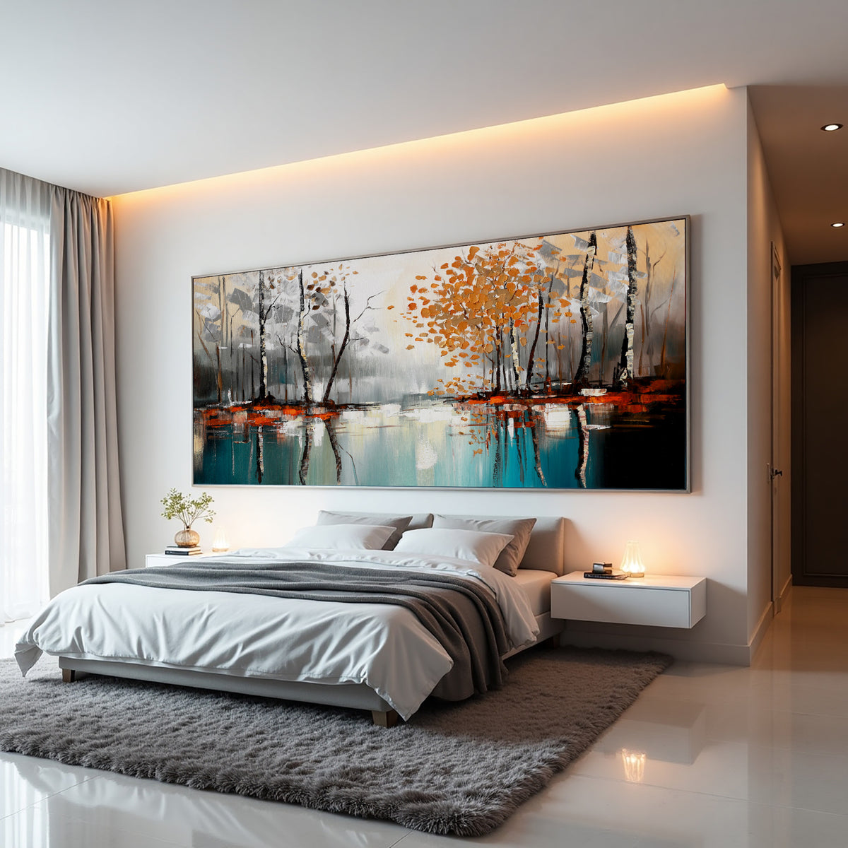 Abstract Forest Landscape Painting on Canvas