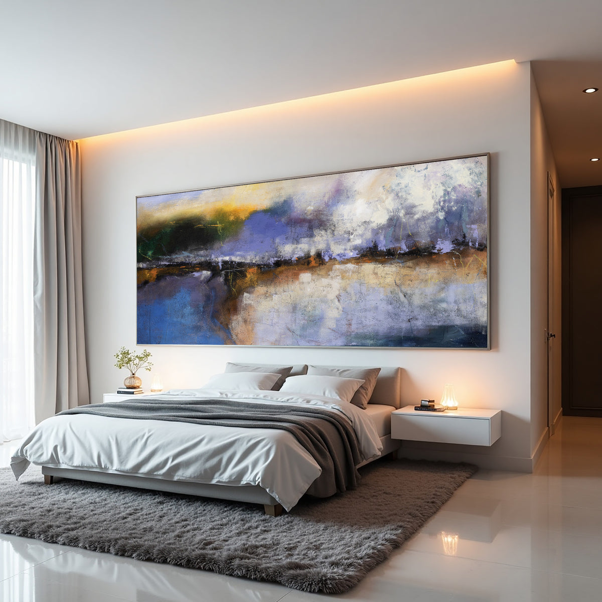 Warm Abstract Landscape Painting on Canvas