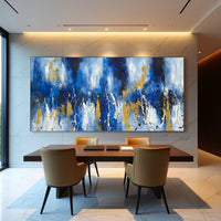 Blue Gold Luxury Abstract Painting on Canvas