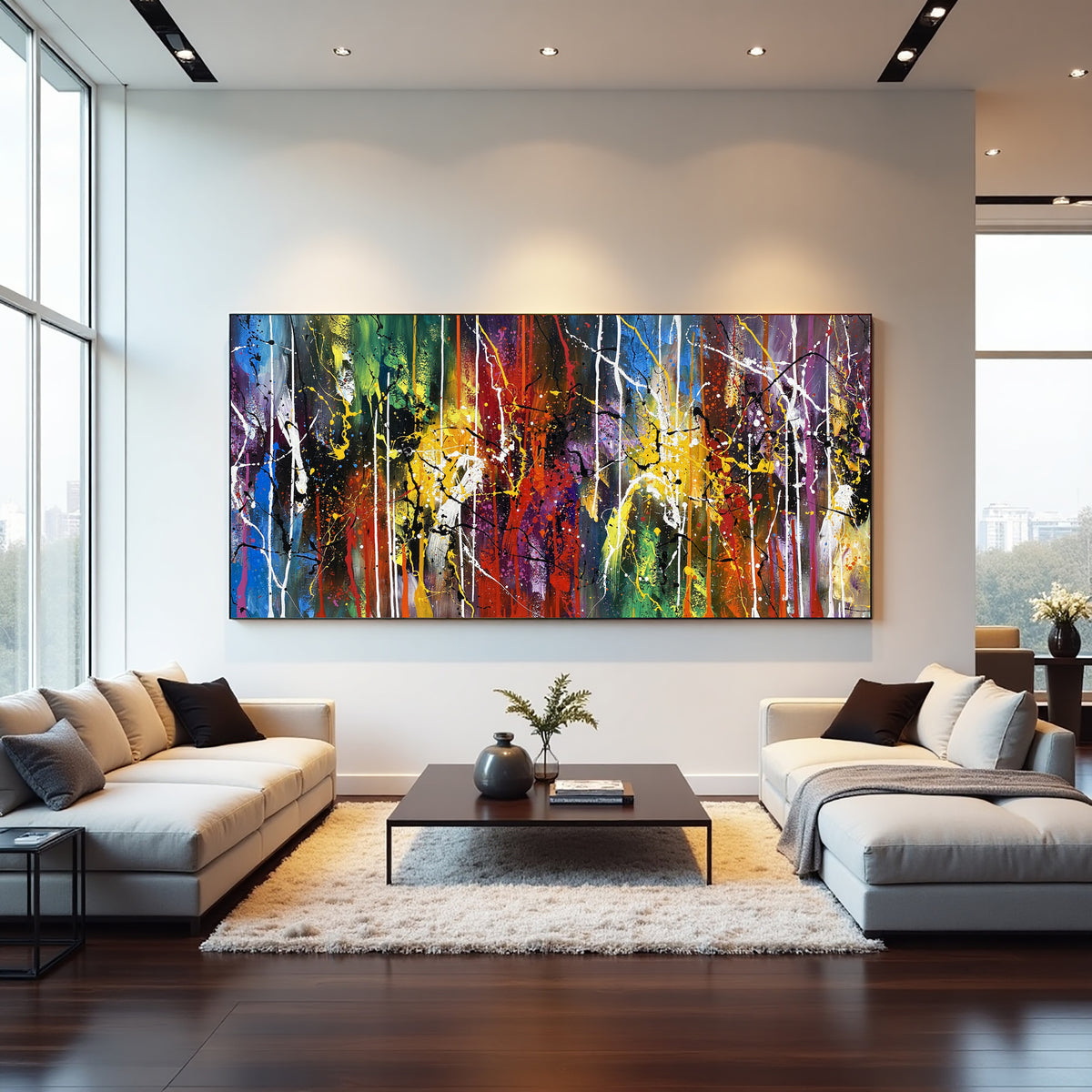 Abstract Painting on Canvas – Original Hand-Painted Modern Wall Art