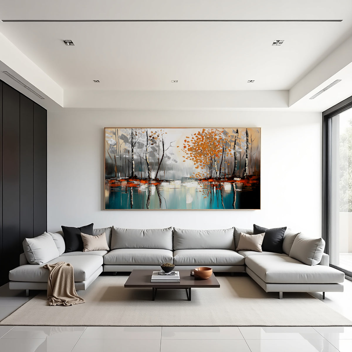 Abstract Forest Landscape Painting on Canvas