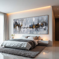 Grey Neutral Abstract Painting on Canvas – Original Hand-Painted Textured Wall Art