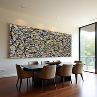 Jackson Pollock Style Black yellow Drip Painting – Hand-Painted Abstract Splatter Canvas Art