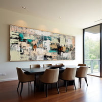 Textured Teal Neutral Abstract Painting