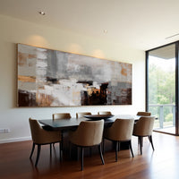 Neutral Abstract Painting with Teal & Earth Tones – Modern Textured Wall Art