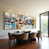 Geometric Blue Grey Abstract Painting | Modern Canvas Art