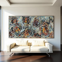 Jackson Pollock–Inspired Abstract Drip Painting on Canvas – Original Hand-Painted Modern Wall Art (Luxurious Strings 04)