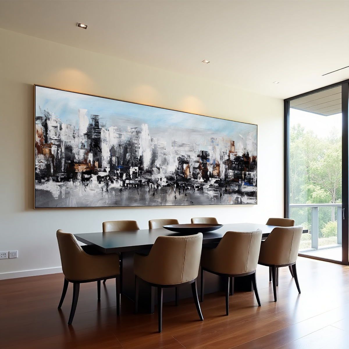 Abstract Cityscape Painting on Canvas