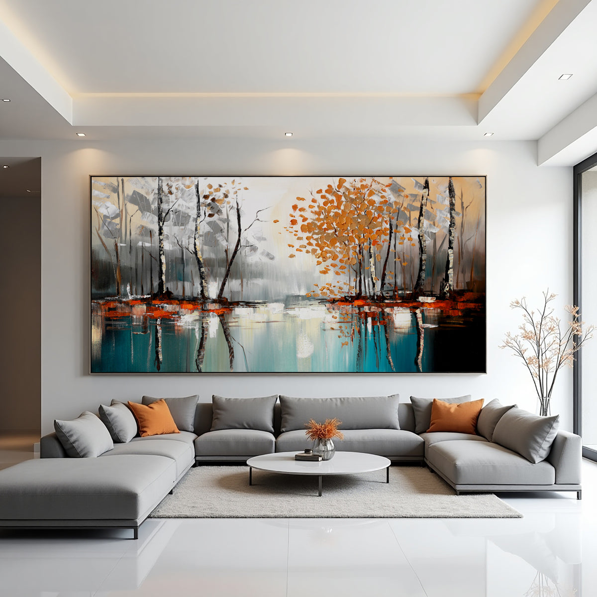 Abstract Forest Landscape Painting on Canvas