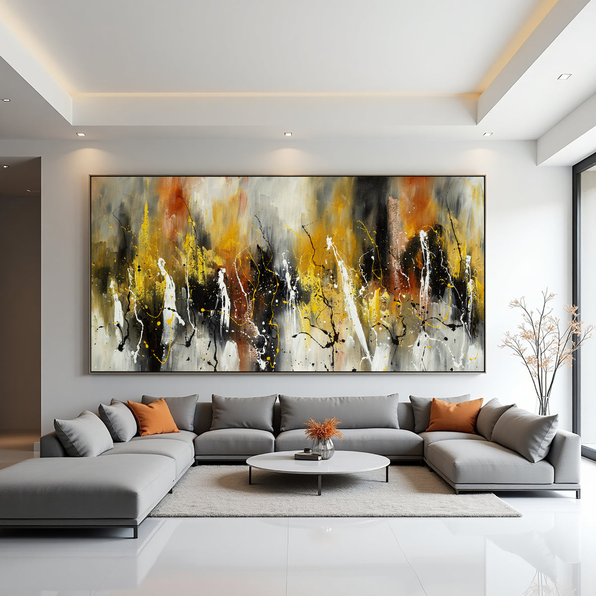 Warm Neutral Abstract Painting on Canvas
