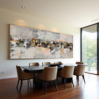 Abstract City Skyline Painting on Canvas – Hand-Painted Modern Cityscape Wall Art