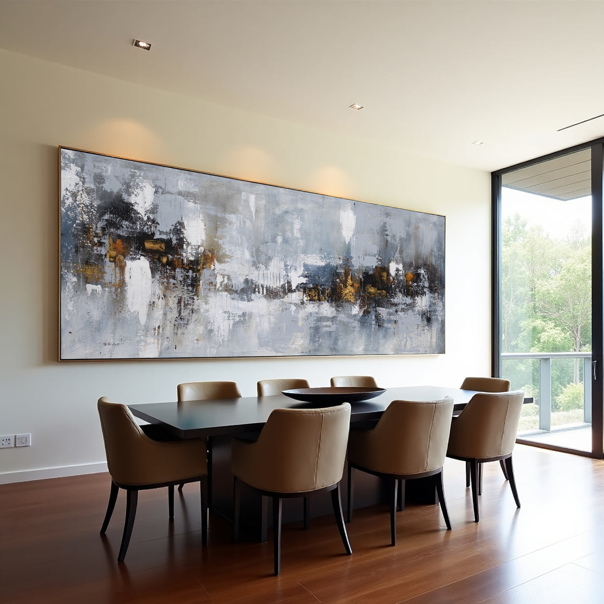 Grey Neutral Abstract Painting on Canvas – Original Hand-Painted Textured Wall Art