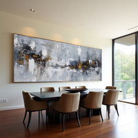 Grey Neutral Abstract Painting on Canvas – Original Hand-Painted Textured Wall Art