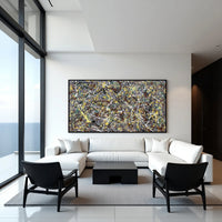 Large Jackson Pollock–inspired abstract canvas painting to buy online, statement wall art for living room decor