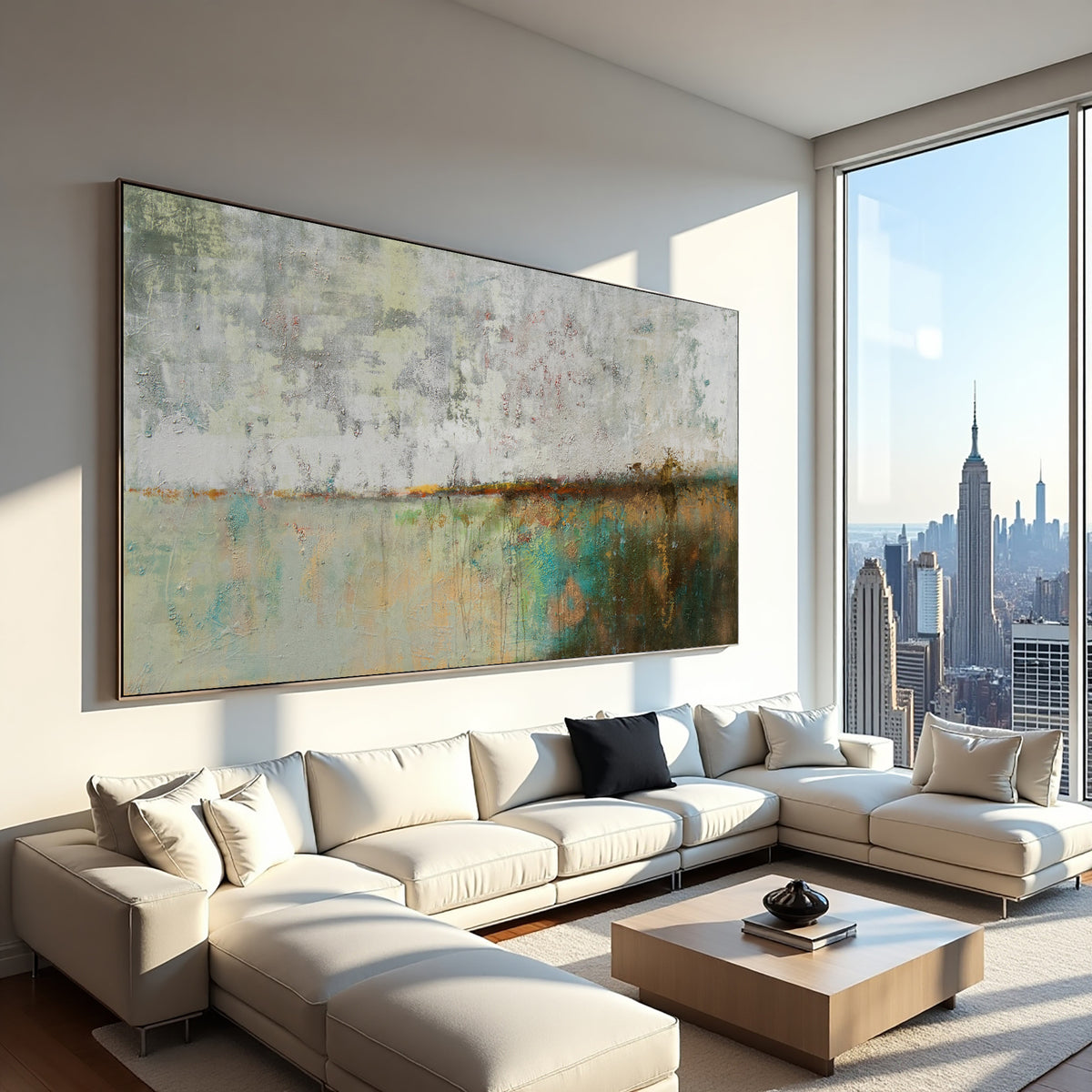 Abstract Landscape Painting – Textured Modern Canvas Wall Art