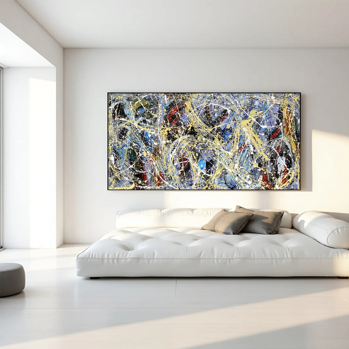 Jackson Pollock–Inspired Abstract Drip Painting on Canvas – Original Hand-Painted Modern Wall Art (Luxurious Strings