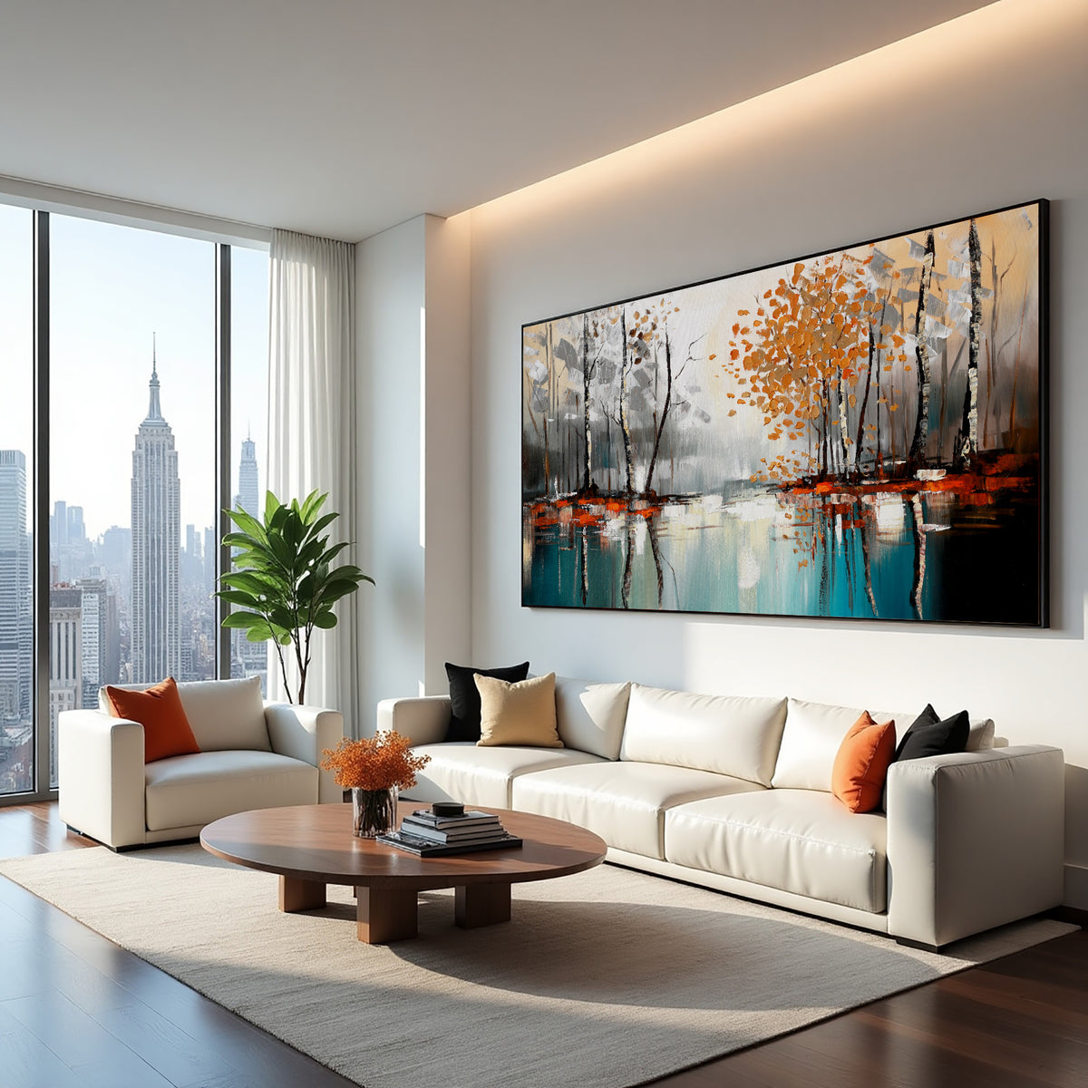 Abstract Forest Landscape Painting on Canvas