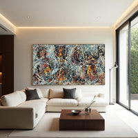 Jackson Pollock–Inspired Abstract Drip Painting on Canvas – Original Hand-Painted Modern Wall Art (Luxurious Strings 04)
